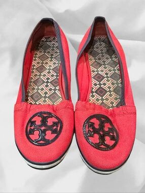Patriotic! Tory Burch Raymond Red/White/Navy Slip On Sneakers